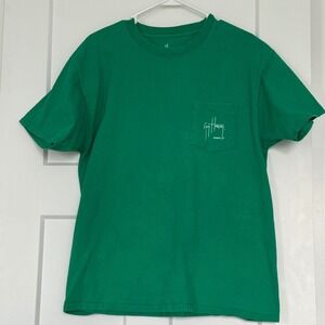 Guy Harvey Green Sea Turtle‎ Pocket T-Shirt Men's Large Graphic Tee Coastal